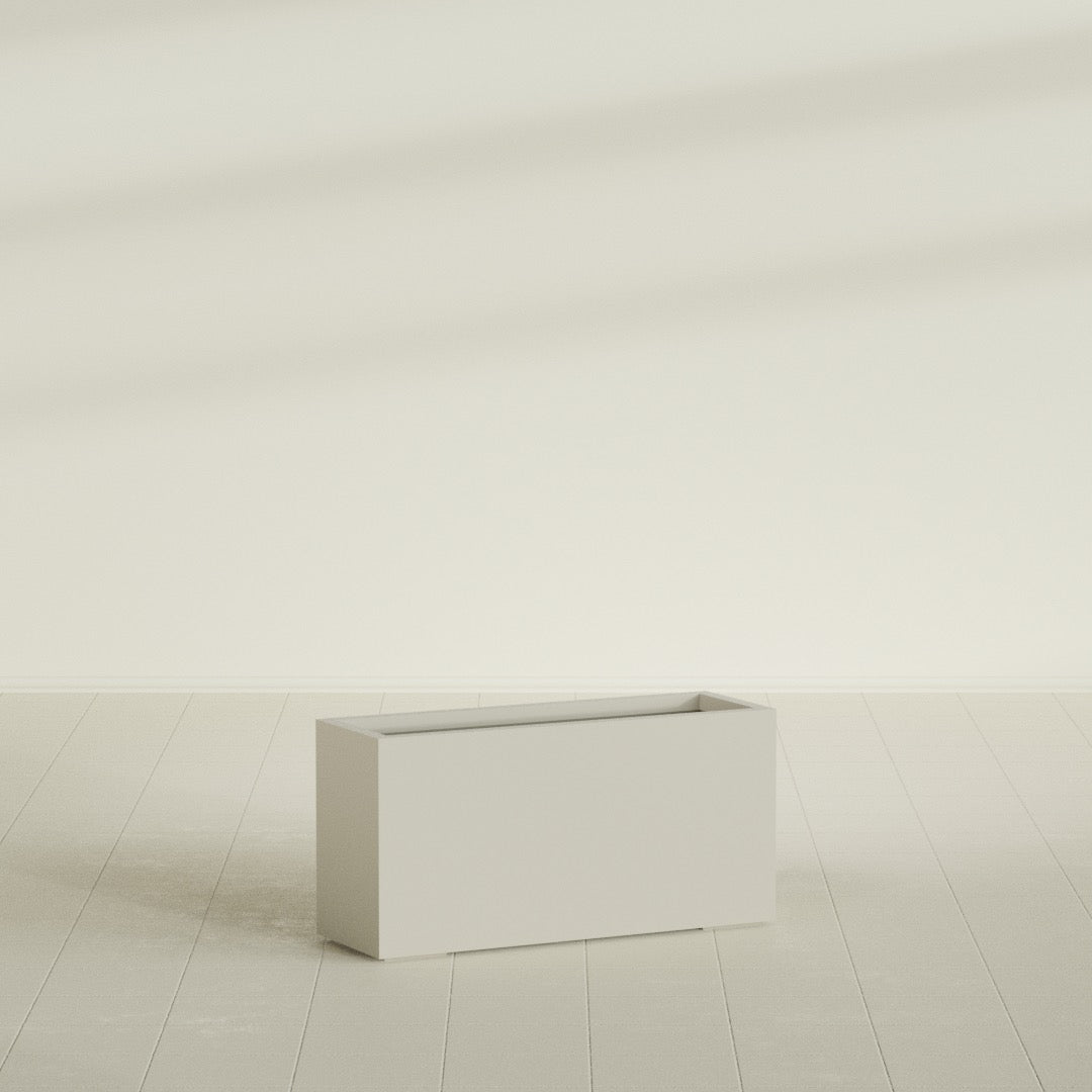 Hollywood Large Narrow Rectangle Fiberglass Planter - 36 in x 12 in x 24 in - Satin Beige - Satin Beige,36 in x 12 in x 24 in