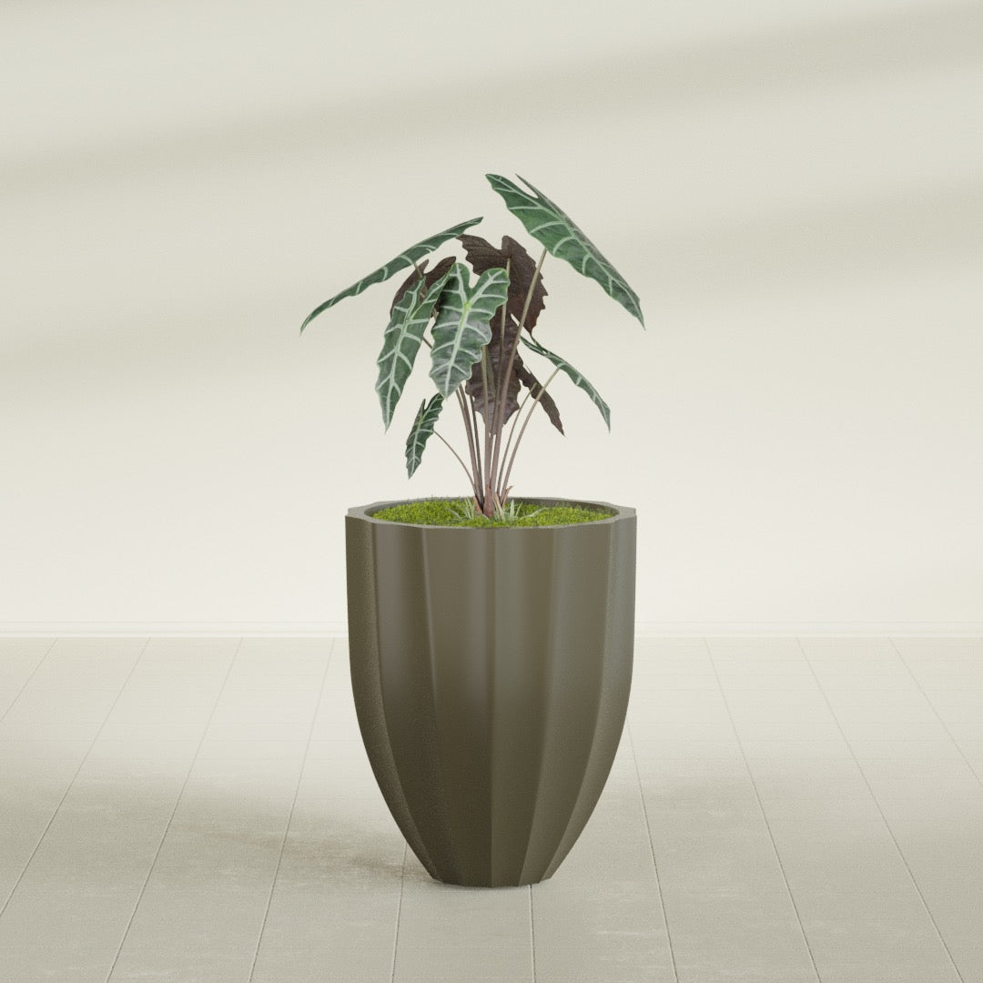 Alicante Medium Round Fiberglass Planter - 22 in x 22 in x 27 in - Matte Bronze - Matte Bronze,22 in x 22 in x 27 in