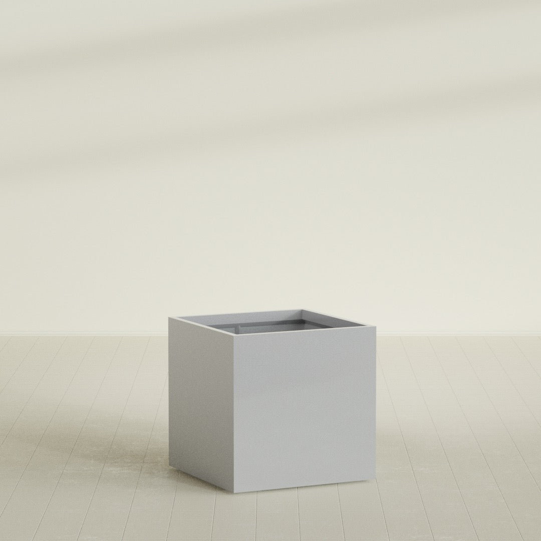 Montroy Large Cube Square Fiberglass Planter - 36 in x 36 in x 36 in - Metallic Silver - Metallic Silver,36 in x 36 in x 36 in
