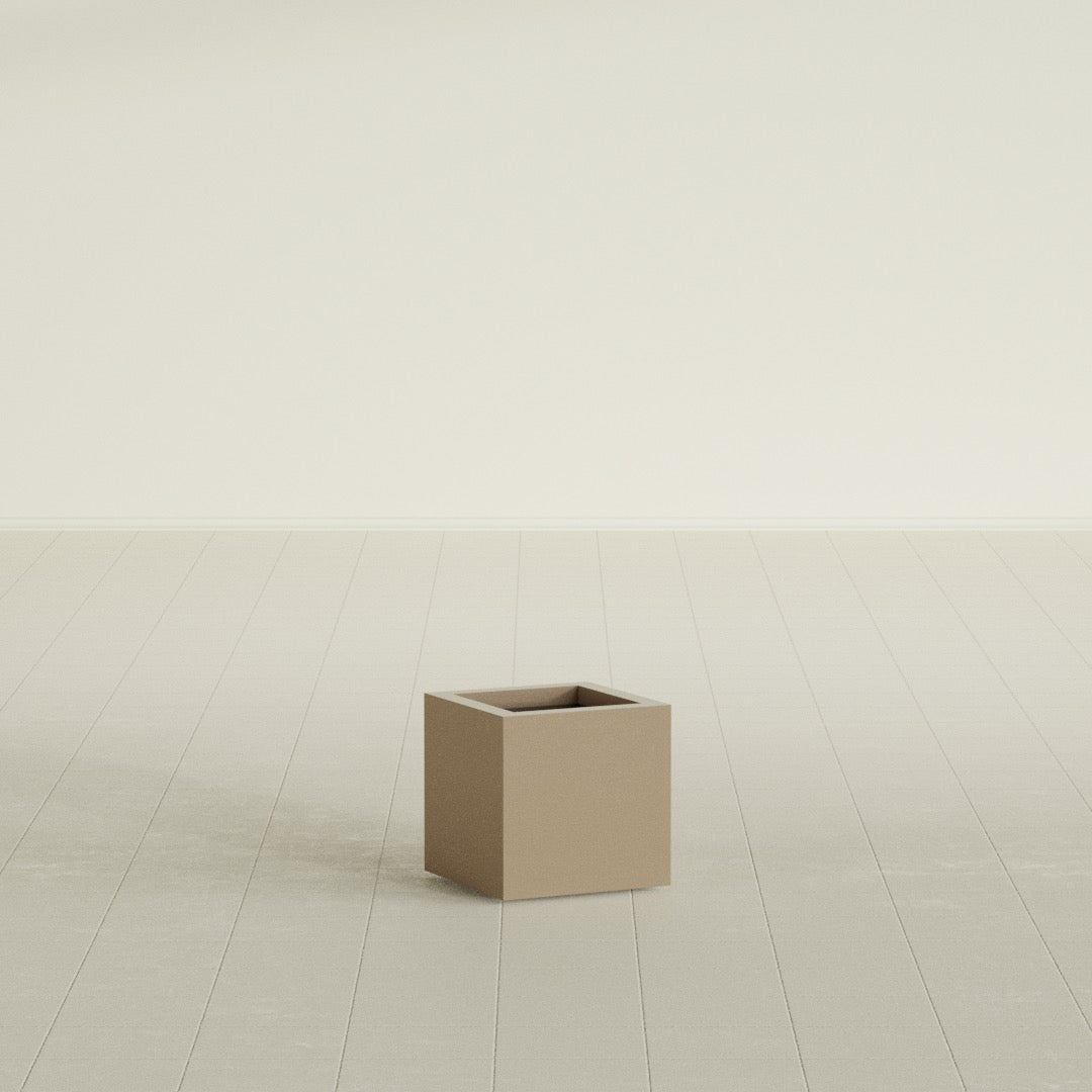 Montroy Small Cube Square Fiberglass Planter - 12 in x 12 in x 12 in - Metallic Gold - Metallic Gold,12 in x 12 in x 12 in