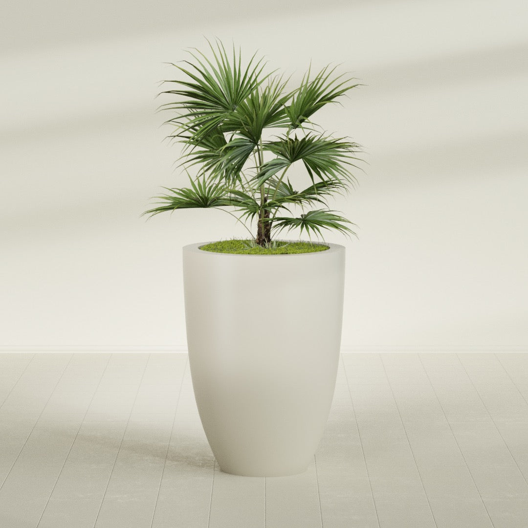 Brannan Large Round Fiberglass Planter - 30 in x 30 in x 41 in - Satin Beige - Satin Beige,30 in x 30 in x 41 in
