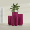 Saint Tropez Large Tall Round Fiberglass Planter - 16 in x 16 in x 38 in - Gloss Eggplant - Gloss Eggplant,16 in x 16 in x 38 in