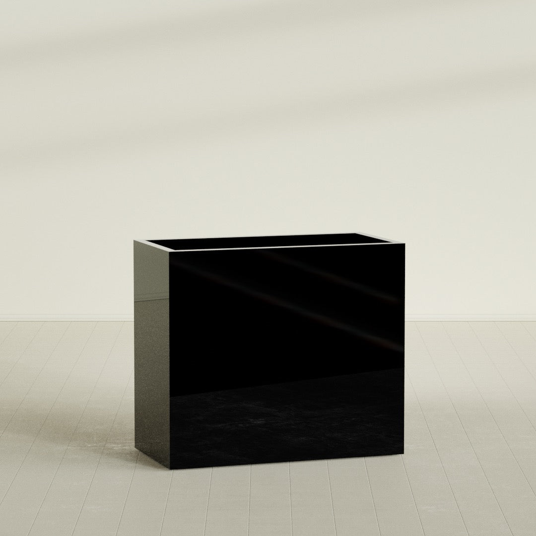 Darwin Extra Large Rectangle Fiberglass Planter - 48 in x 24 in x 42 in - Gloss Black - Gloss Black,48 in x 24 in x 42 in