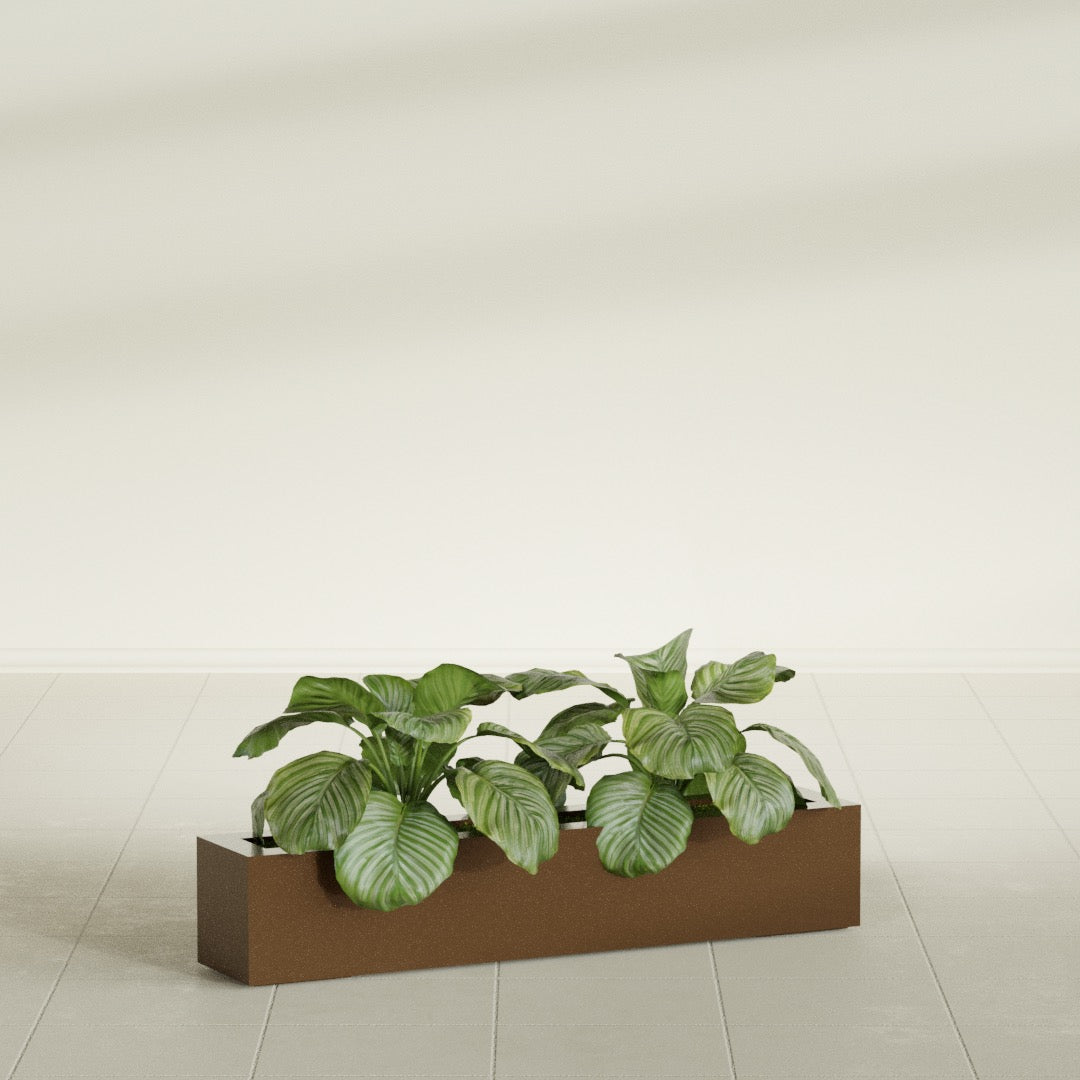 Salon Large Tall Rectangle Fiberglass Planter - 42 in x 8 in x 8 in - Metallic Bronze - Metallic Bronze,42 in x 8 in x 8 in