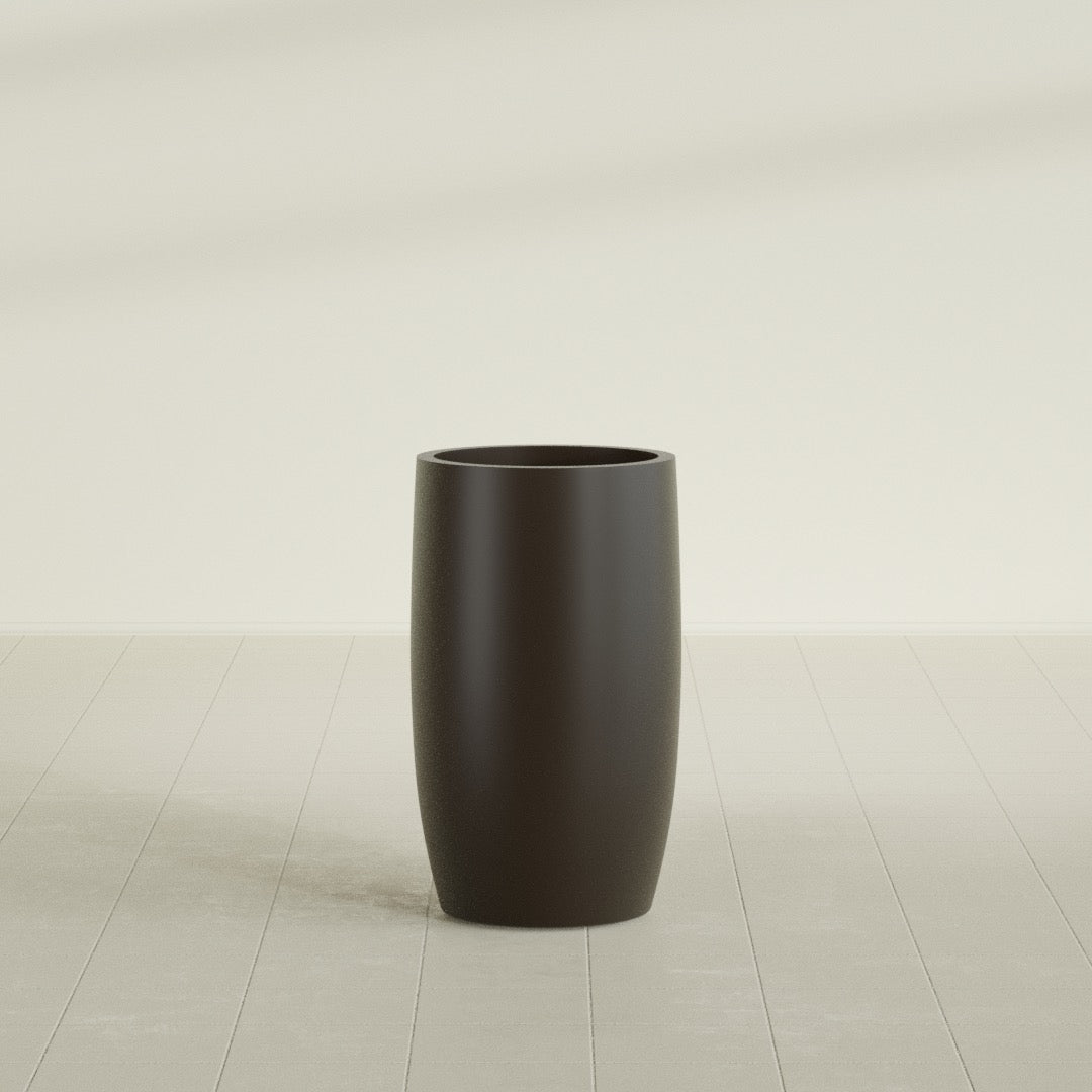Lisbon Large Round Fiberglass Planter - 18 in x 18 in x 32 in - Matte Brown - Matte Brown,18 in x 18 in x 32 in