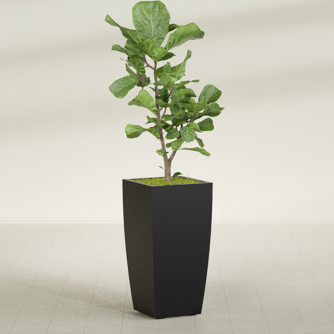 Toulan Large Tall Tapered Square Fiberglass Planter - 18 in x 18 in x 36 in - Matte Black - Matte Black,18 in x 18 in x 36 in