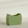 Seoul Extra Large Curved Abstract Fiberglass Planter - 48 in x 20 in x 36 in - Satin Green - Satin Green,48 in x 20 in x 36 in