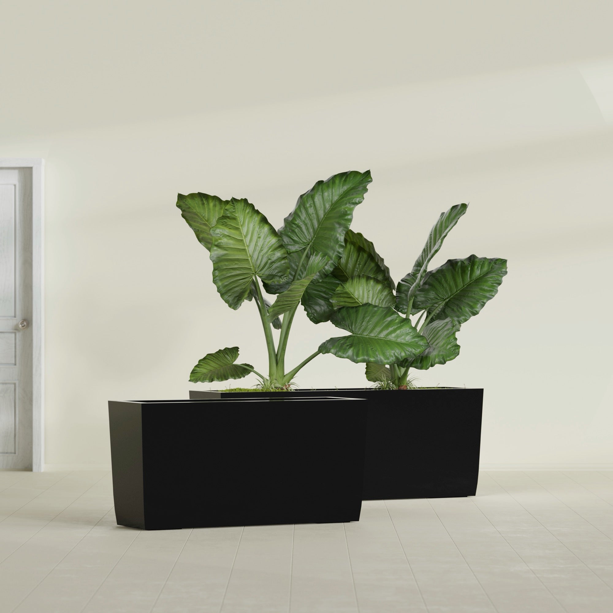 Panama Extra Large Long Rectangle Fiberglass Planter - 48 in x 12 in x 18 in - Gloss Black - Gloss Black,48 in x 12 in x 18 in