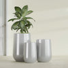 Tall Hayden Medium Round Fiberglass Planter - 12 in x 12 in x 20 in - Metallic Silver - Metallic Silver,12 in x 12 in x 20 in