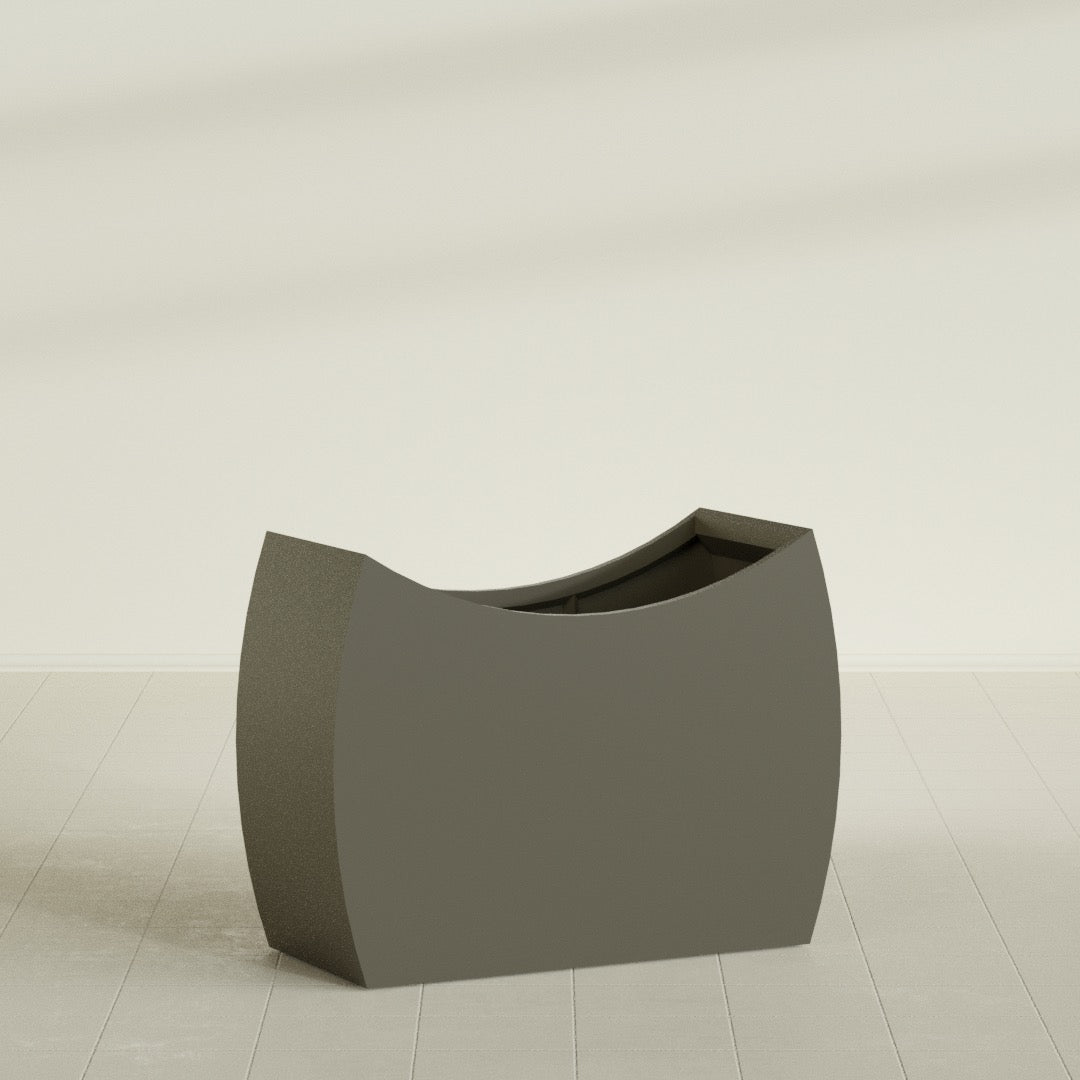 Seoul Extra Large Curved Abstract Fiberglass Planter - 48 in x 20 in x 36 in - Matte Bronze - Matte Bronze,48 in x 20 in x 36 in