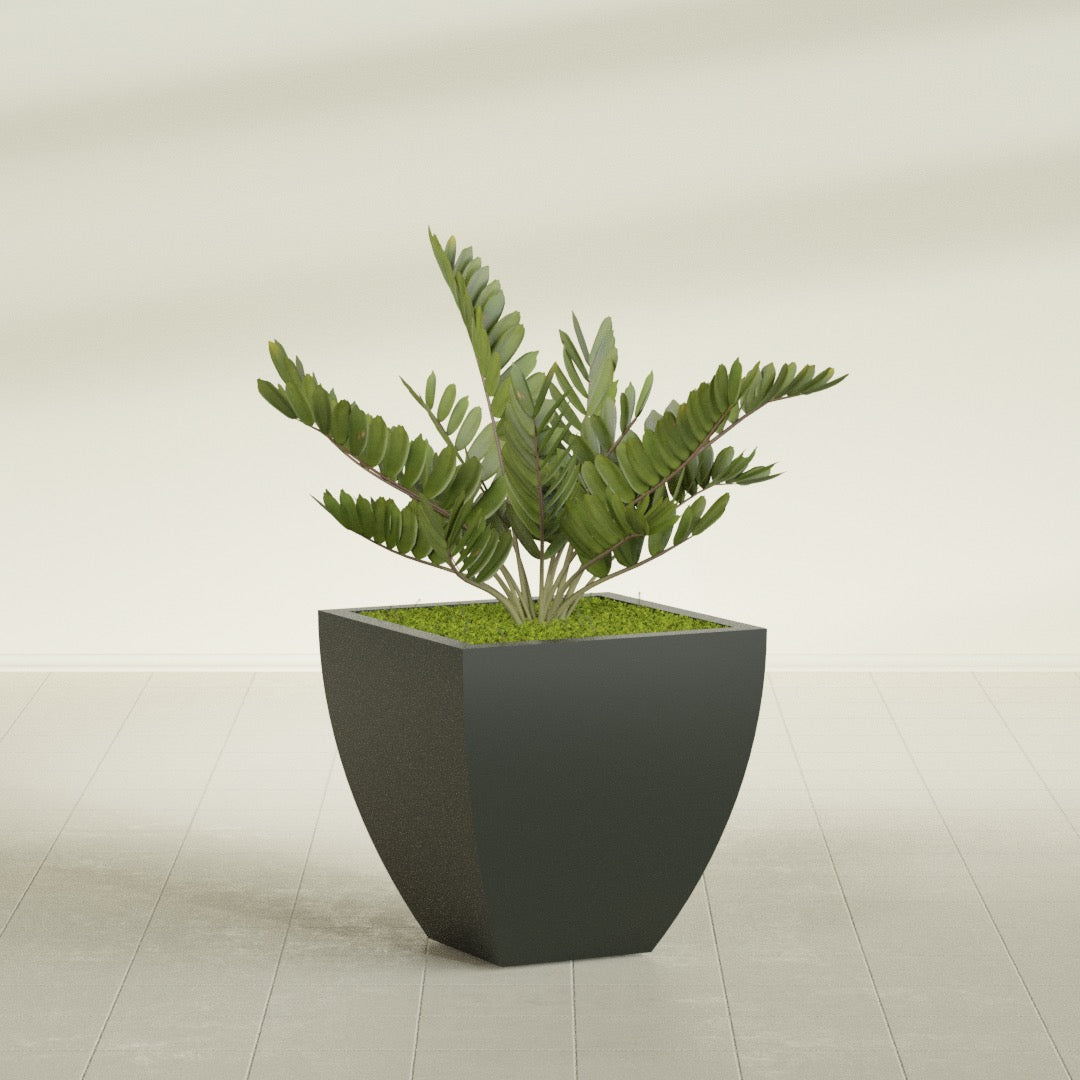 Lima Medium Tapered Square Fiberglass Planter - 24 in x 24 in x 24 in - Matte Charcoal - Matte Charcoal,24 in x 24 in x 24 in