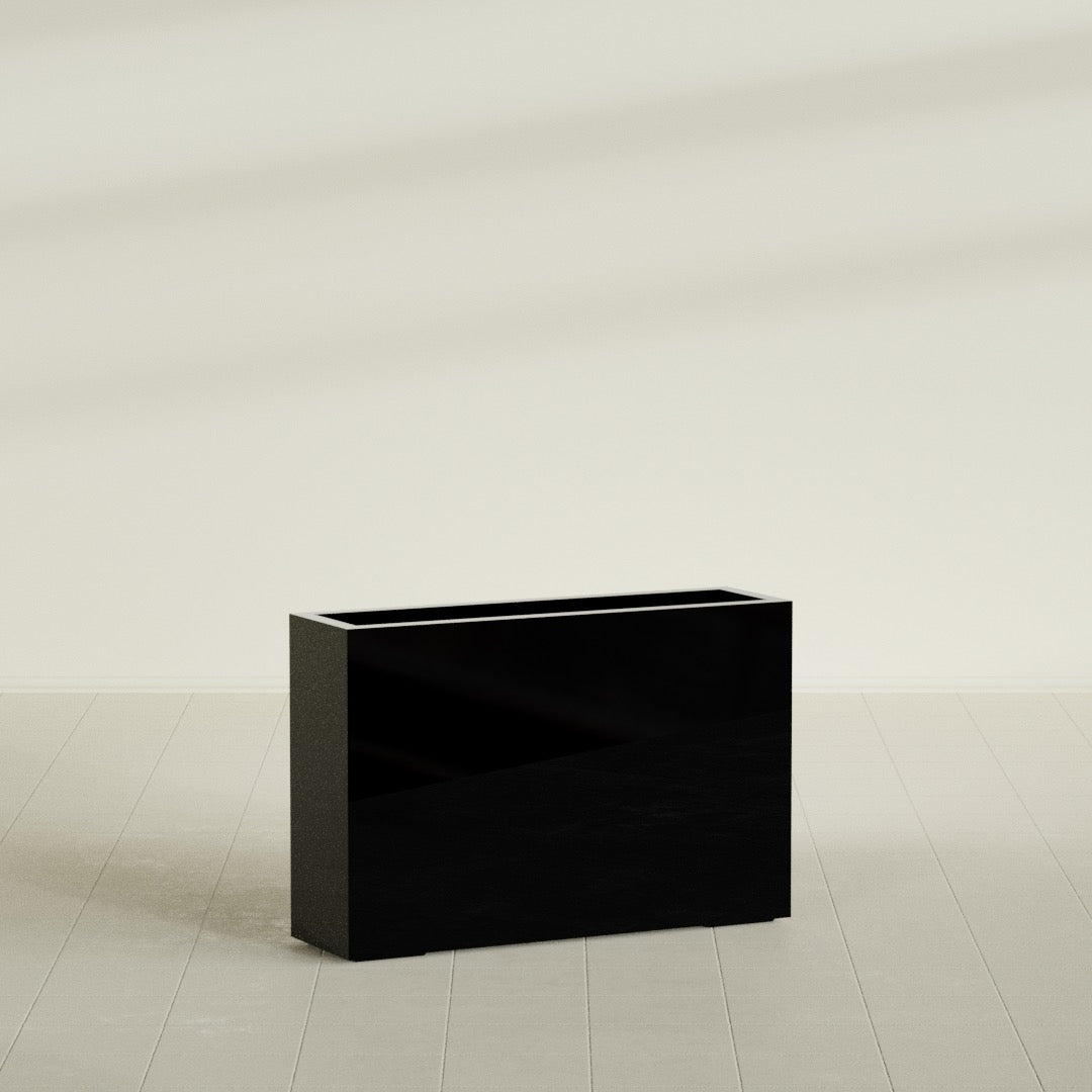 Milano Large Narrow Rectangle Fiberglass Planter - 36 in x 10 in x 24 in - Gloss Black - Gloss Black,36 in x 10 in x 24 in