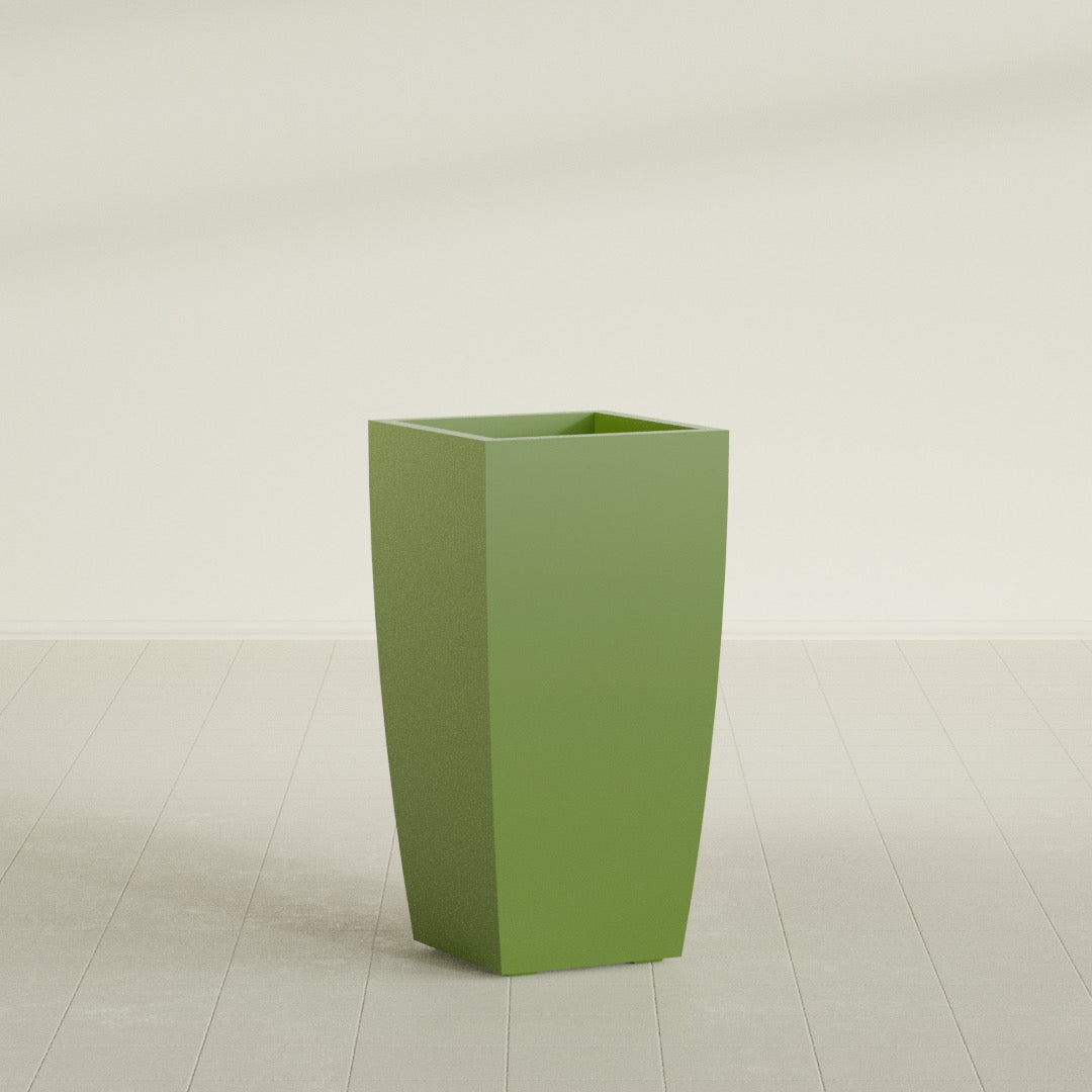 Toulan Large Tall Tapered Square Fiberglass Planter - 18 in x 18 in x 36 in - Satin Green - Satin Green,18 in x 18 in x 36 in