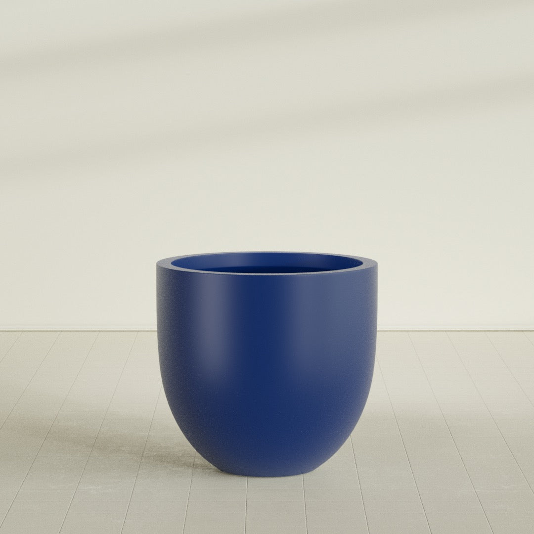 Alzira Large Round Fiberglass Planter - 36 in x 36 in x 34 in - Matte Cobalt Blue - Matte Cobalt Blue,36 in x 36 in x 34 in