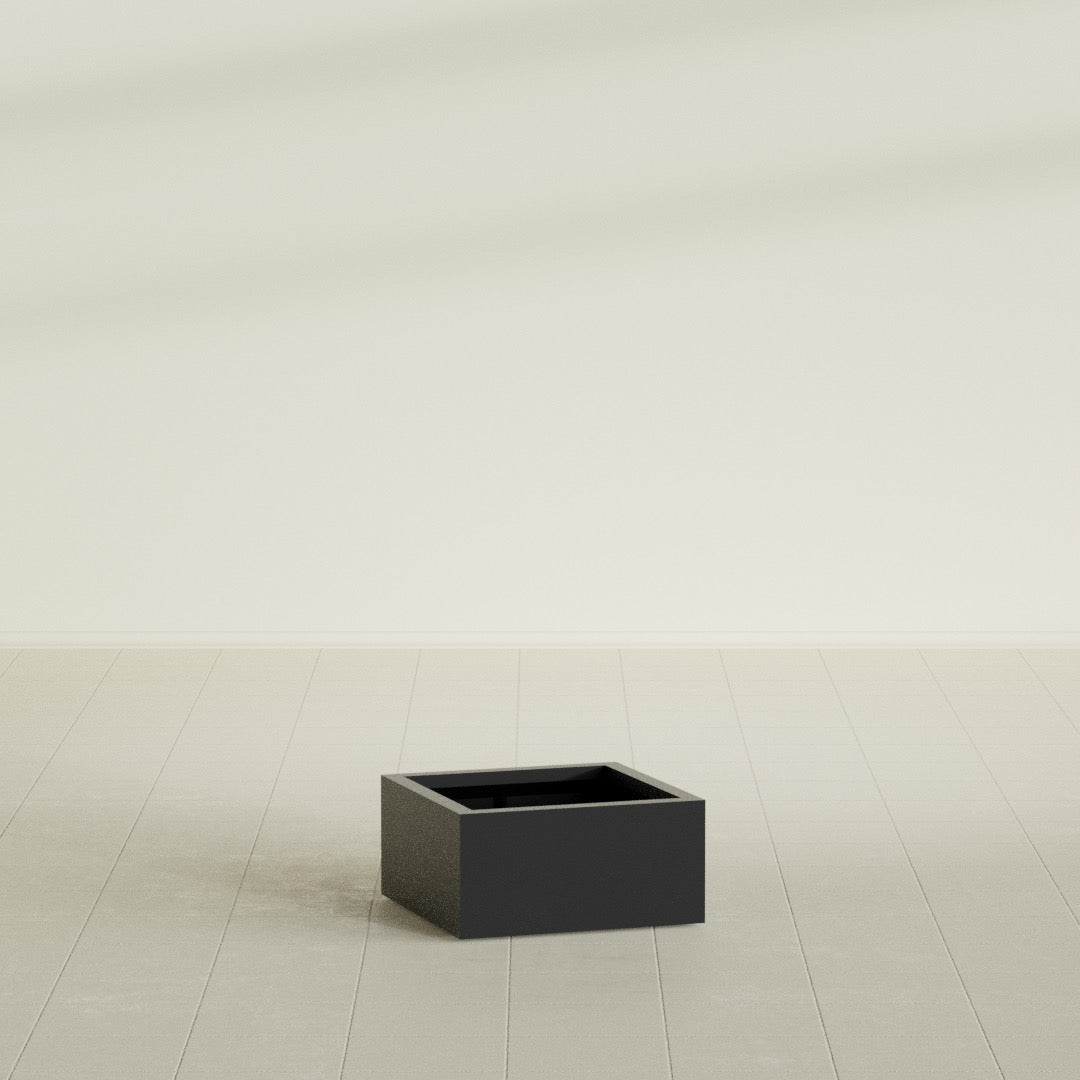 Antwerp Medium Low Rectangle Fiberglass Planter - 24 in x 24 in x 12 in - Matte Black - Matte Black,24 in x 24 in x 12 in