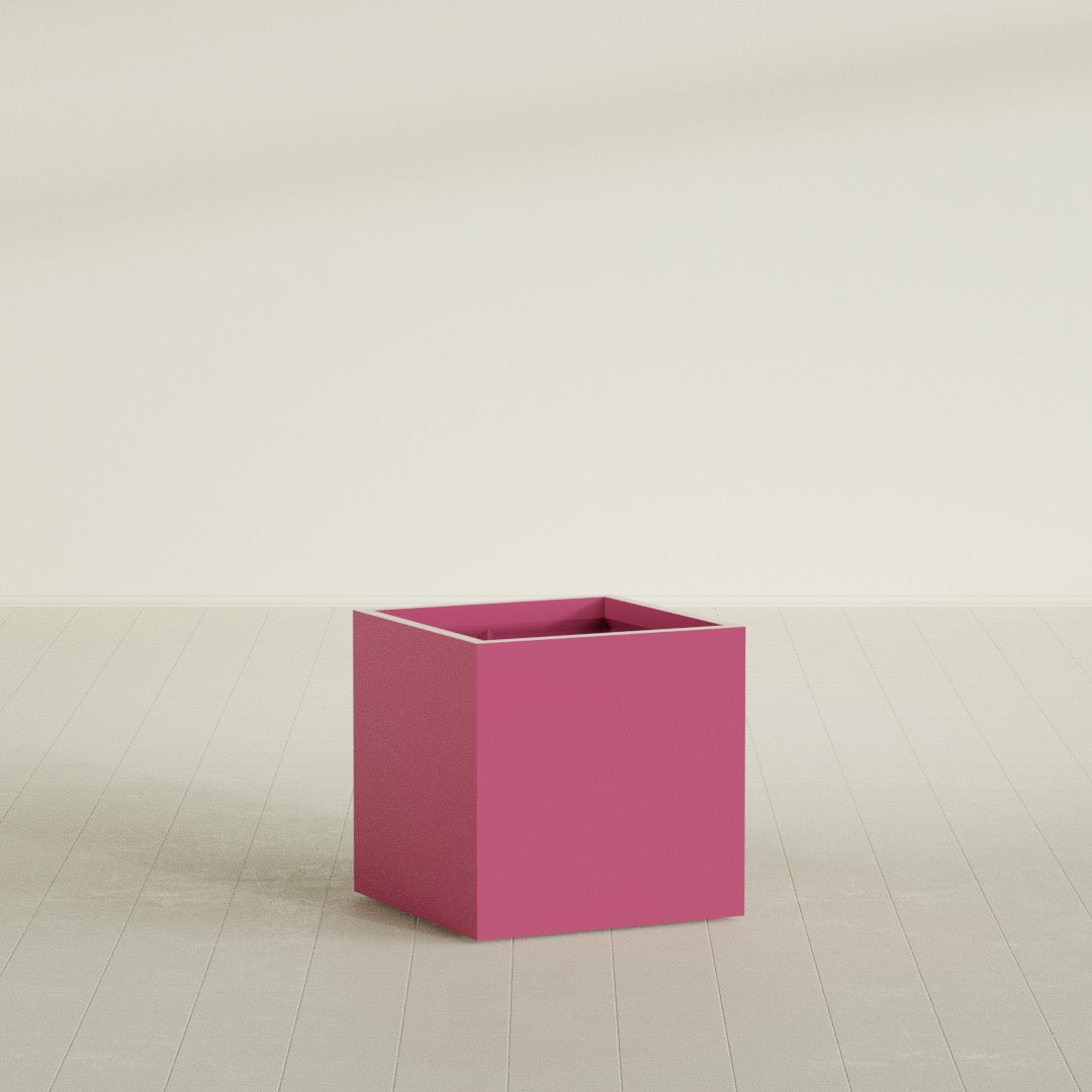 Montroy Medium Cube Square Fiberglass Planter - 28 in x 28 in x 28 in - Gloss Pink Violet - Gloss Pink Violet,28 in x 28 in x 28 in