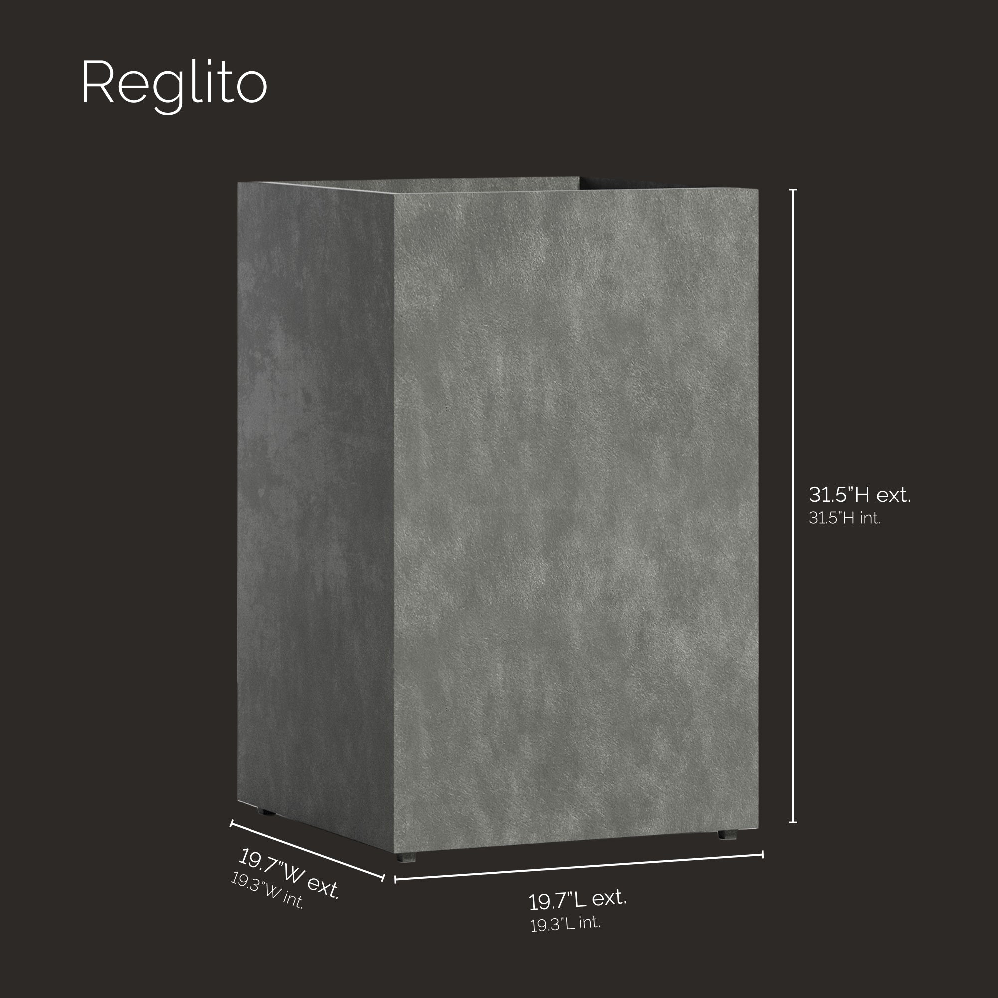 Reglito - 19.7in x 19.7in x 31.5in - Grey Stone - Grey Stone,19.75 in x 19.75 in x 31.5 in