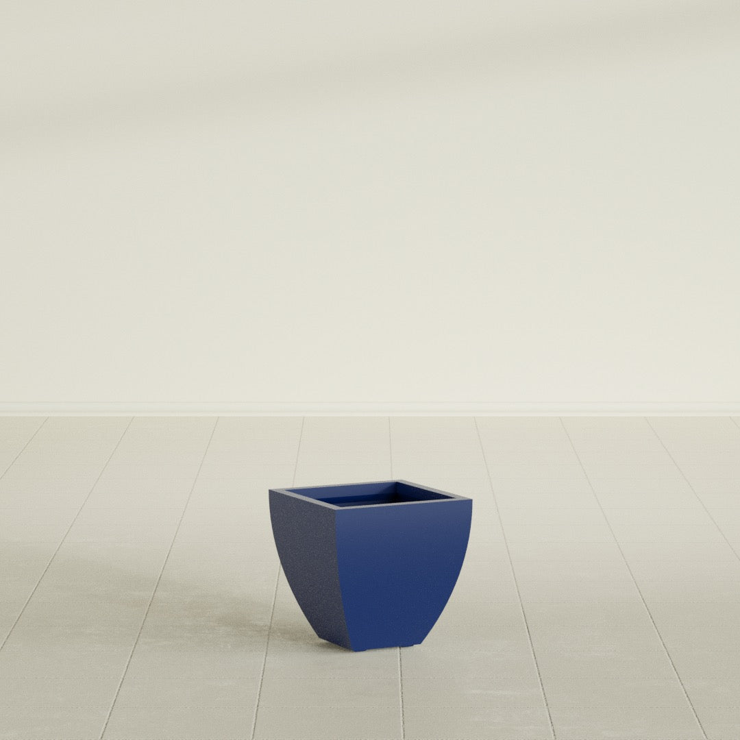 Lima Small Tapered Square Fiberglass Planter - 12 in x 12 in x 12 in - Matte Cobalt Blue - Matte Cobalt Blue,12 in x 12 in x 12 in
