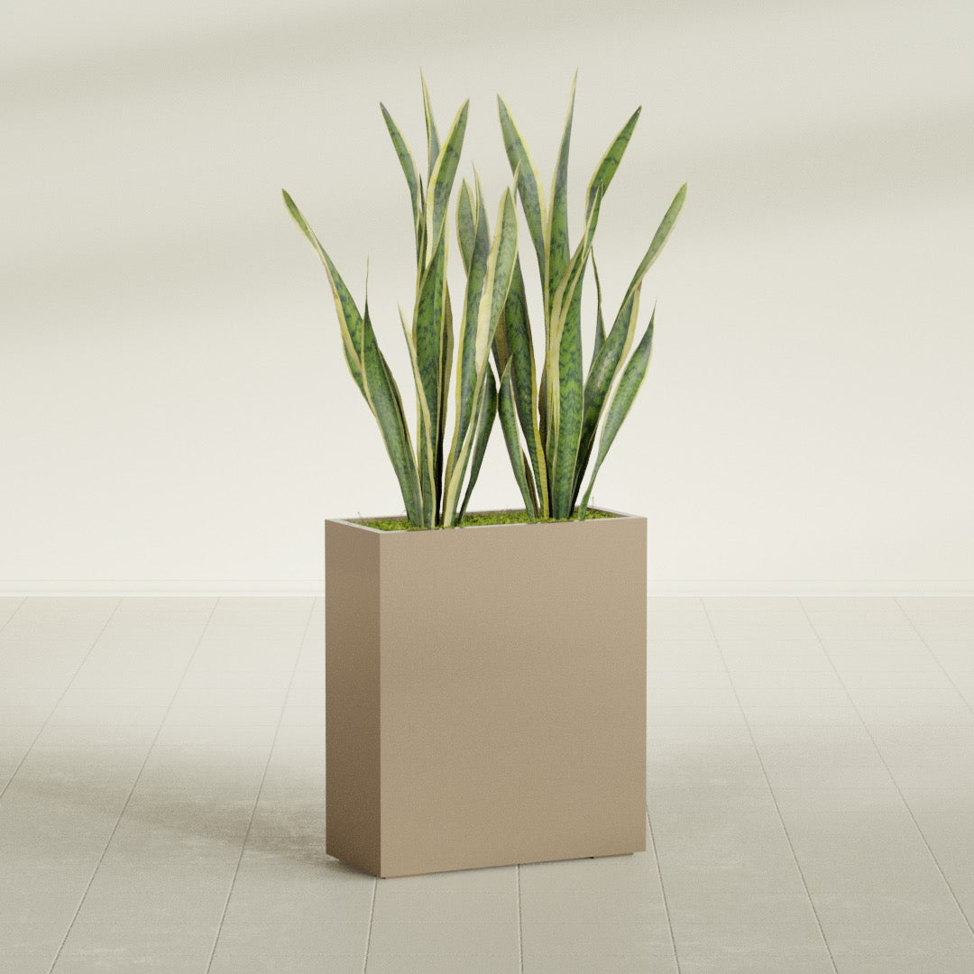 Perth Large Tall Rectangle Fiberglass Planter - 36 in x 16 in x 42 in - Metallic Gold - Metallic Gold,36 in x 16 in x 42 in
