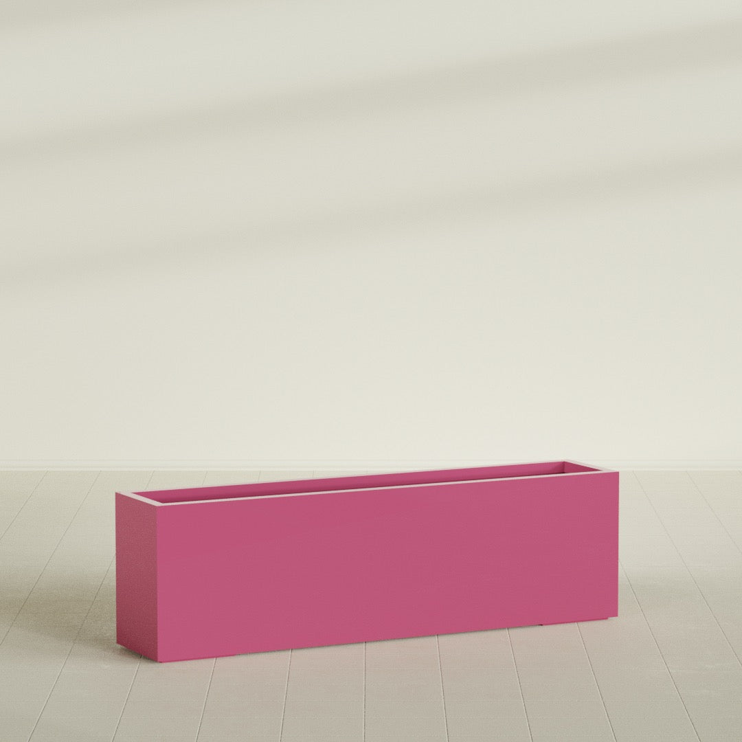 Miami Extra Large Narrow Rectangle Fiberglass Planter - 60 in x 12 in x 18 in - Gloss Pink Violet - Gloss Pink Violet,60 in x 12 in x 18 in