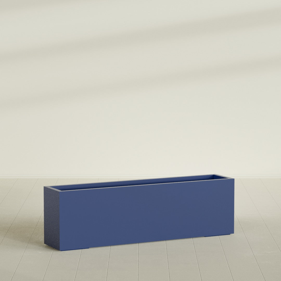 Miami Extra Large Narrow Rectangle Fiberglass Planter - 60 in x 12 in x 18 in - Matte Cobalt Blue - Matte Cobalt Blue,60 in x 12 in x 18 in