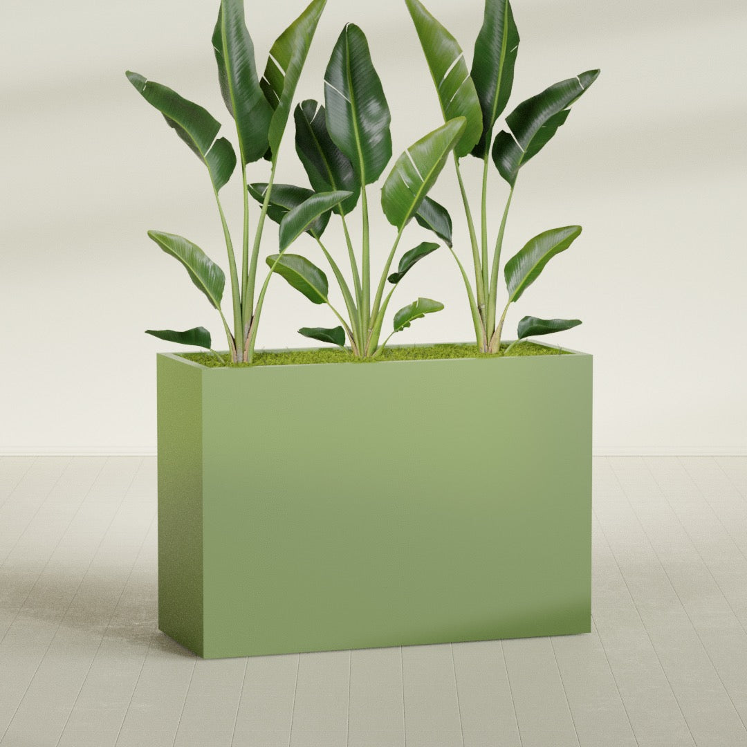 Darwin Extra Large Long Rectangle Fiberglass Planter - 60 in x 24 in x 42 in - Satin Green - Satin Green,60 in x 24 in x 42 in