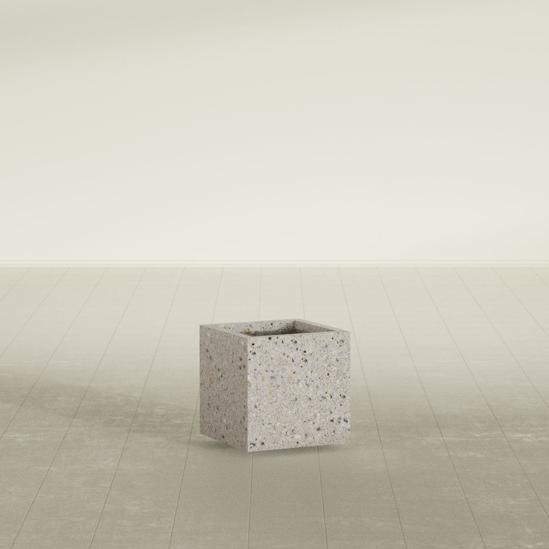 ProTone Fiberglass Premium Finish Small Cube Square Planter - 16 in x 16 in x 16 in - StoneLight - Greystone - StoneLight - Greystone,16 in x 16 in x 16 in