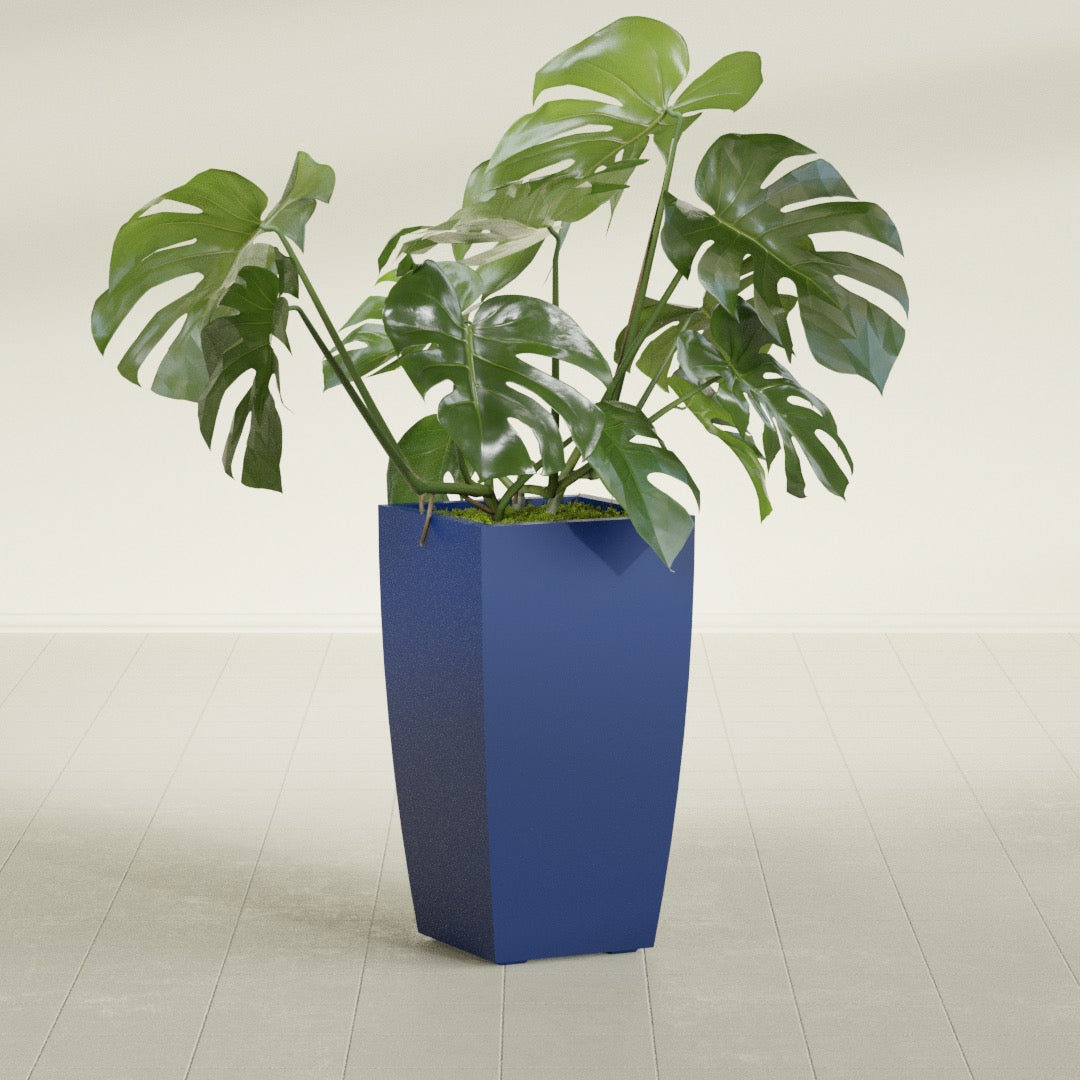 Toulan Large Tall Tapered Square Fiberglass Planter - 16 in x 16 in x 30 in - Matte Cobalt Blue - Matte Cobalt Blue,16 in x 16 in x 30 in