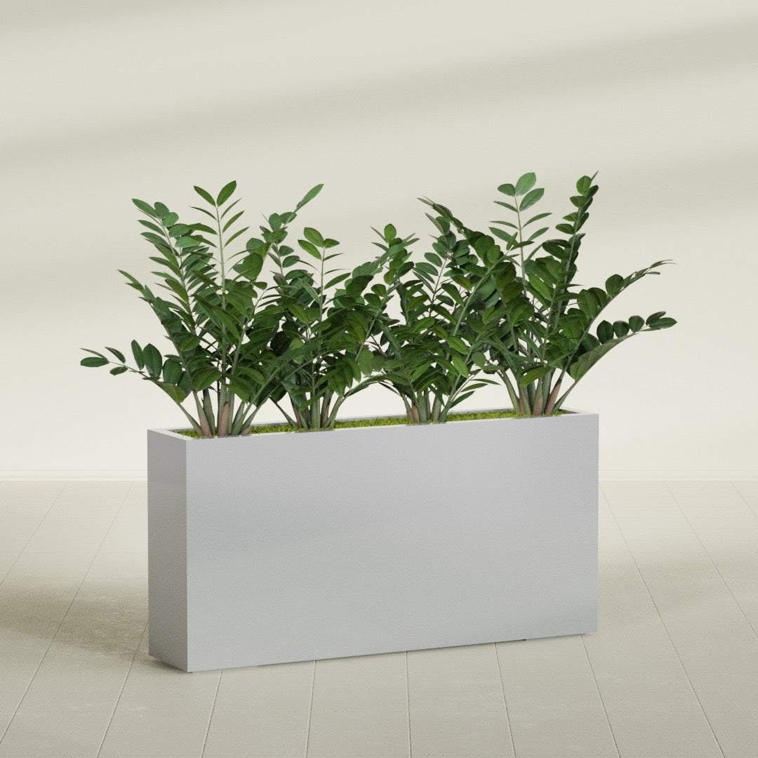 Milano Extra Large Narrow Rectangle Fiberglass Planter - 48 in x 10 in x 24 in - Metallic Silver - Metallic Silver,48 in x 10 in x 24 in
