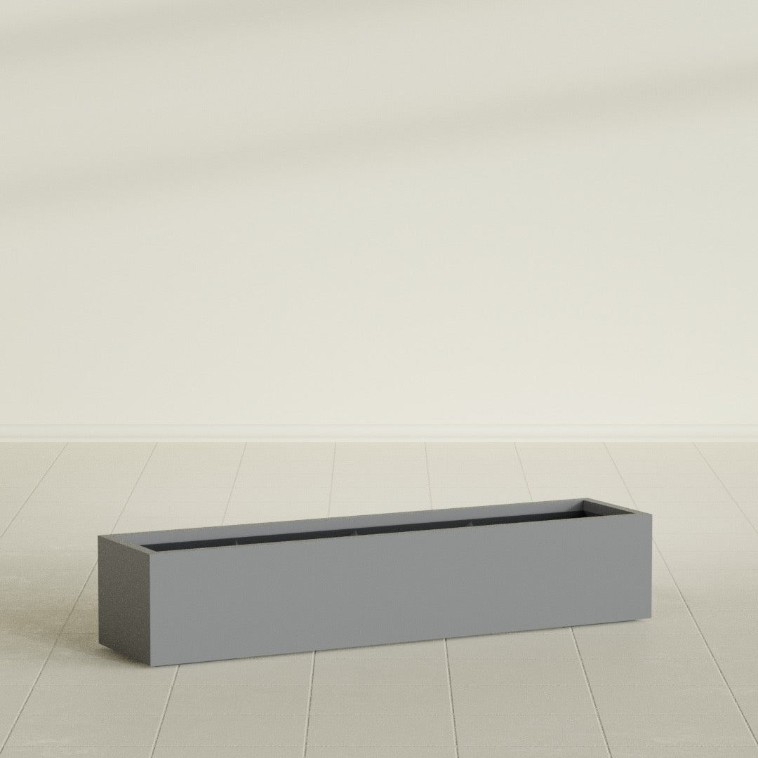 Cuba Extra Large Long Rectangle Fiberglass Planter - 60 in x 14 in x 12 in - Metallic Gunmetal - Metallic Gunmetal,60 in x 14 in x 12 in
