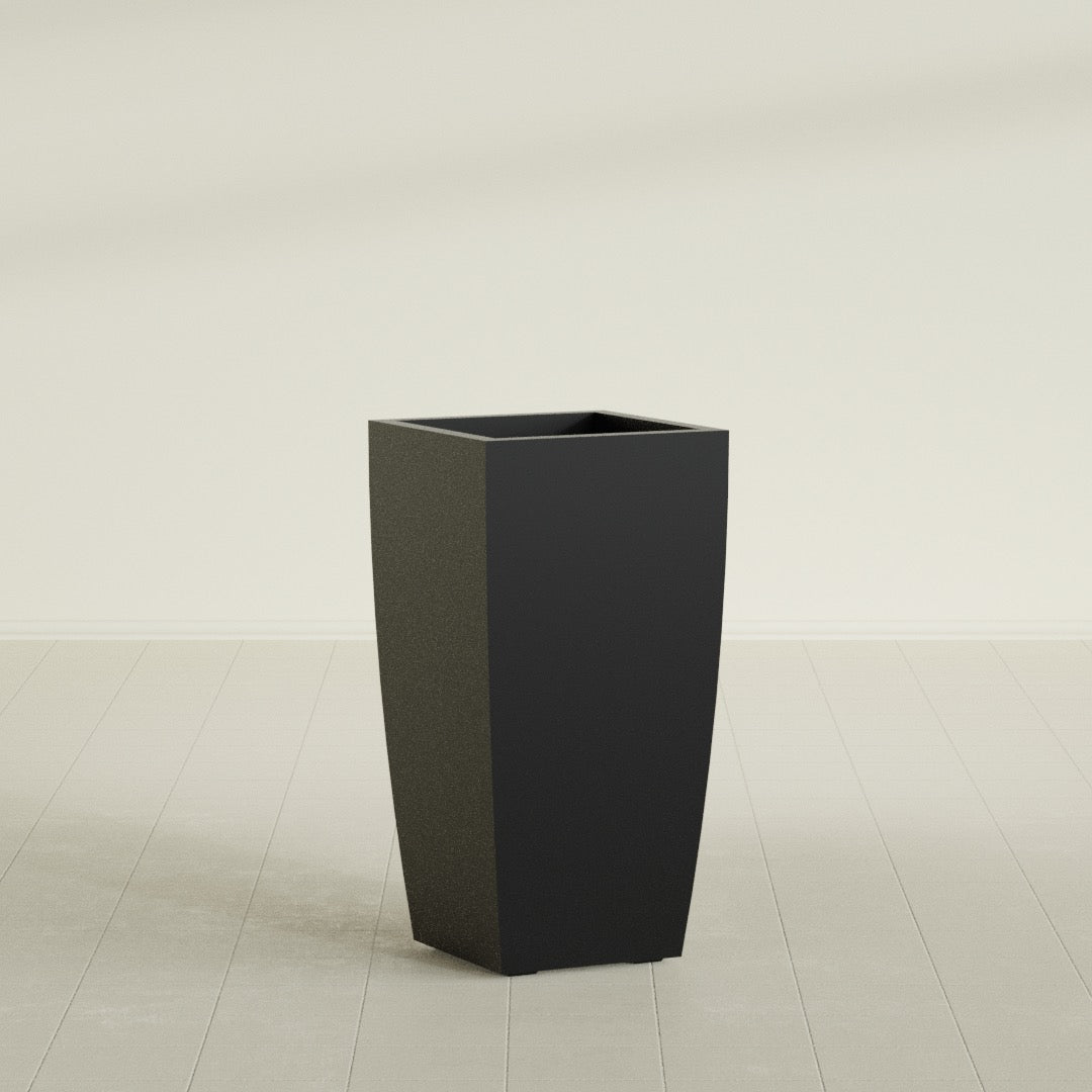 Toulan Large Tall Tapered Square Fiberglass Planter - 18 in x 18 in x 36 in - Matte Black - Matte Black,18 in x 18 in x 36 in
