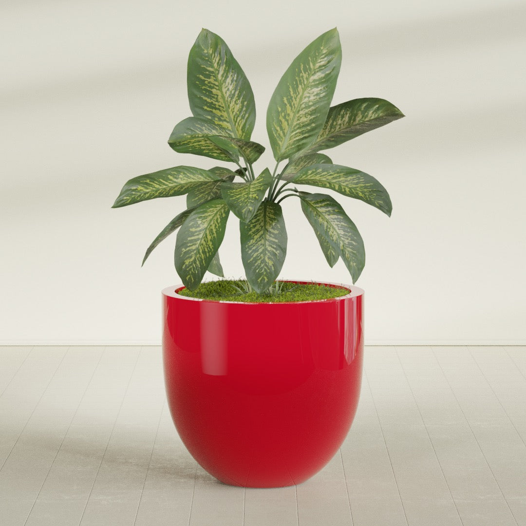 Alzira Large Round Fiberglass Planter - 36 in x 36 in x 34 in - Gloss Red - Gloss Red,36 in x 36 in x 34 in