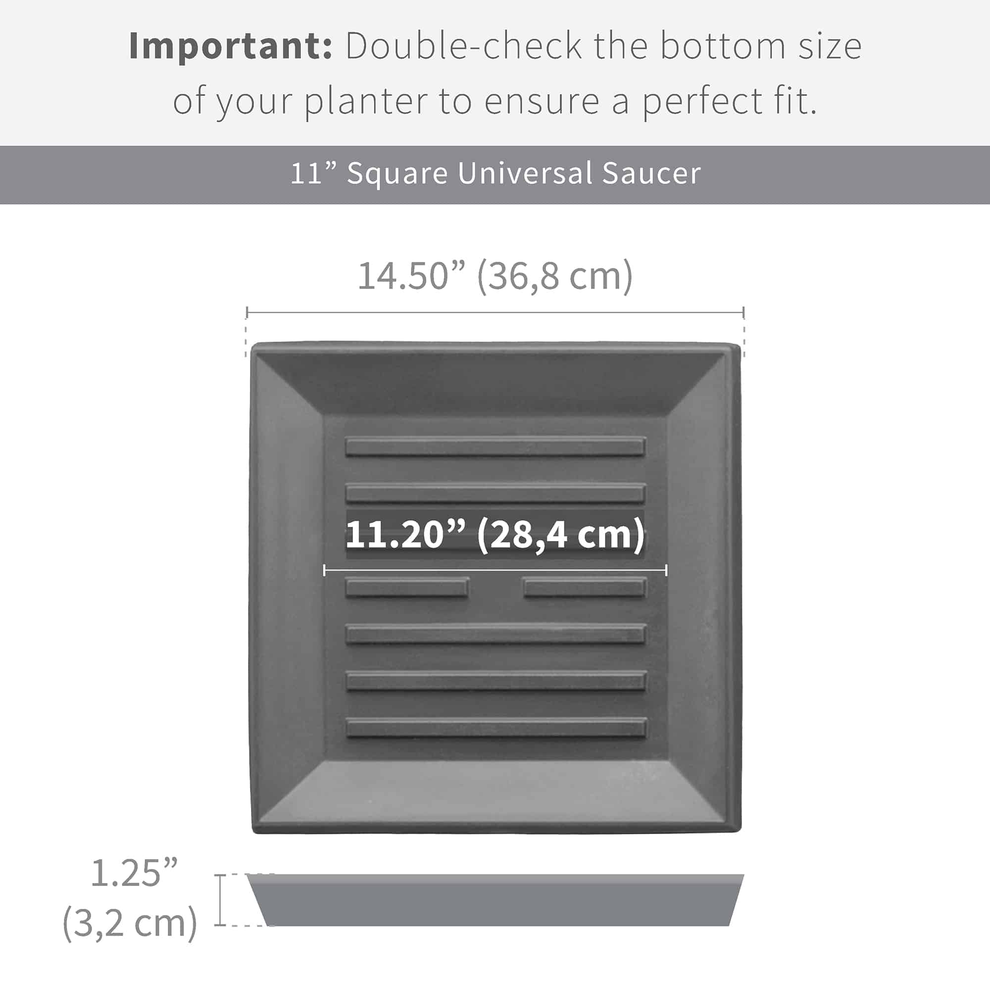 Square Universal Saucer - 14.5in Ext., 11.2in Int. - Caviar Black - Caviar Black,14.5" Ext. (11.2" Int.)