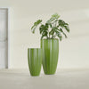 San Jose Large Tall Round Fluted Fiberglass Planter - 16 in x 16 in x 30 in - Satin Green - Satin Green,16 in x 16 in x 30 in