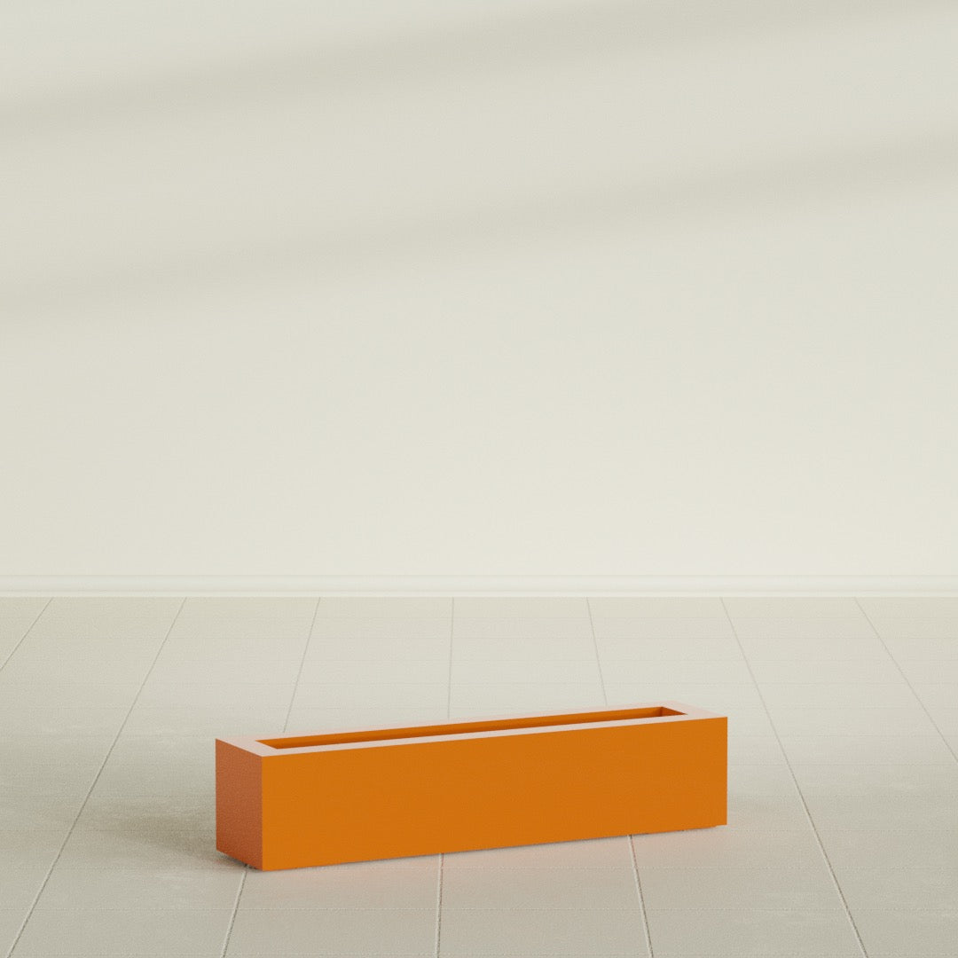 Salon Large Tall Rectangle Fiberglass Planter - 36 in x 8 in x 8 in - Gloss Tangerine - Gloss Tangerine,36 in x 8 in x 8 in