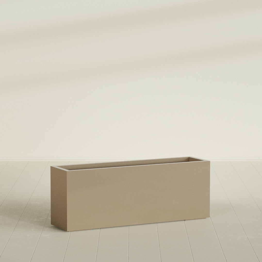 Miami Extra Large Narrow Rectangle Fiberglass Planter - 48 in x 12 in x 18 in - Metallic Gold - Metallic Gold,48 in x 12 in x 18 in