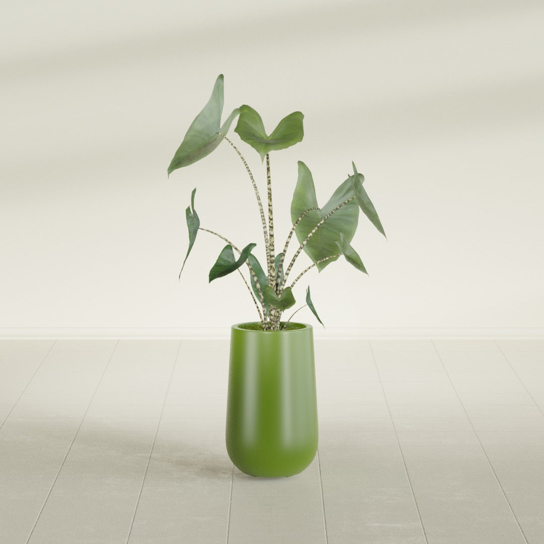 Tall Hayden Medium Round Fiberglass Planter - 18 in x 18 in x 29 in - Satin Green - Satin Green,18 in x 18 in x 29 in