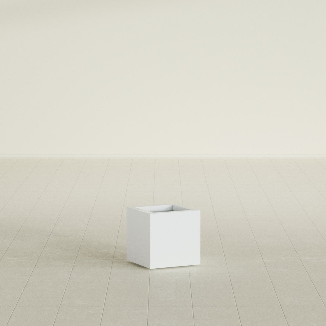Montroy Small Cube Square Fiberglass Planter - 12 in x 12 in x 12 in - Matte White - Matte White,12 in x 12 in x 12 in