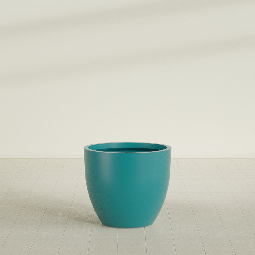 Wannsee Large Round Fiberglass Planter - 39 in x 39 in x 34 in - Satin Sea Foam - Satin Sea Foam,39 in x 39 in x 34 in