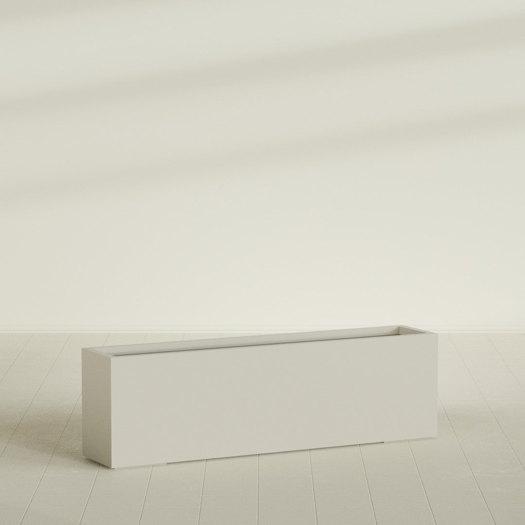 Miami Extra Large Narrow Rectangle Fiberglass Planter - 60 in x 12 in x 18 in - Satin Beige - Satin Beige,60 in x 12 in x 18 in