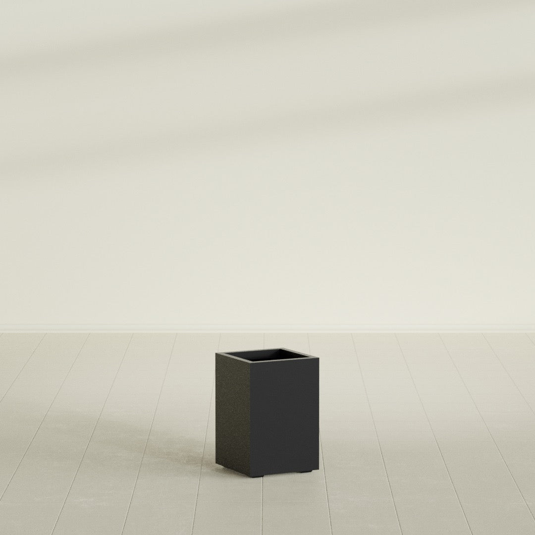 Tolga Medium Rectangle Fiberglass Planter - 16 in x 16 in x 24 in - Matte Black - Matte Black,16 in x 16 in x 24 in