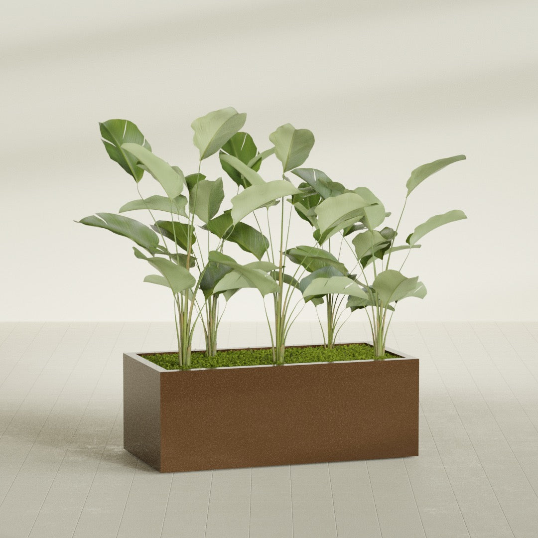 Torino Extra Large Wide Rectangle Fiberglass Planter - 48 in x 24 in x 18 in - Metallic Bronze - Metallic Bronze,48 in x 24 in x 18 in