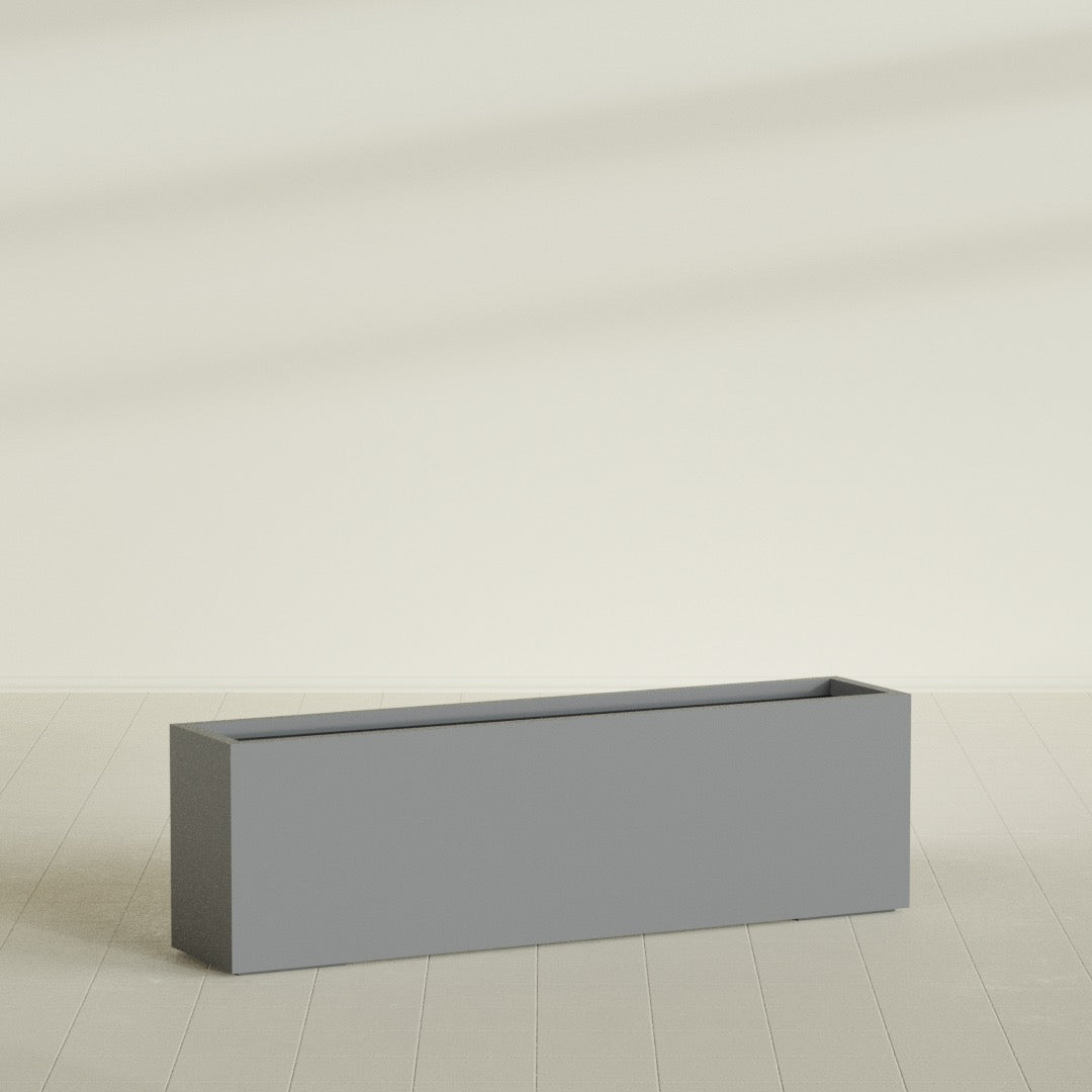 Miami Extra Large Narrow Rectangle Fiberglass Planter - 60 in x 12 in x 18 in - Metallic Gunmetal - Metallic Gunmetal,60 in x 12 in x 18 in