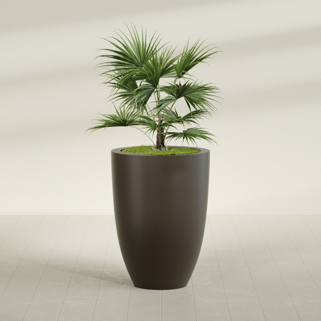 Brannan Large Round Fiberglass Planter - 30 in x 30 in x 41 in - Matte Brown - Matte Brown,30 in x 30 in x 41 in