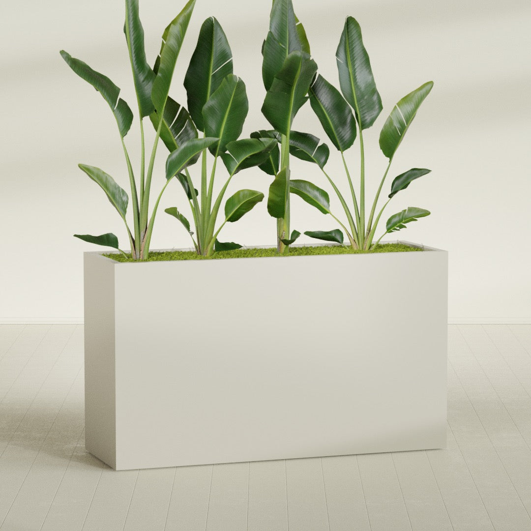Darwin Extra Large Long Rectangle Fiberglass Planter - 72 in x 24 in x 42 in - Satin Beige - Satin Beige,72 in x 24 in x 42 in