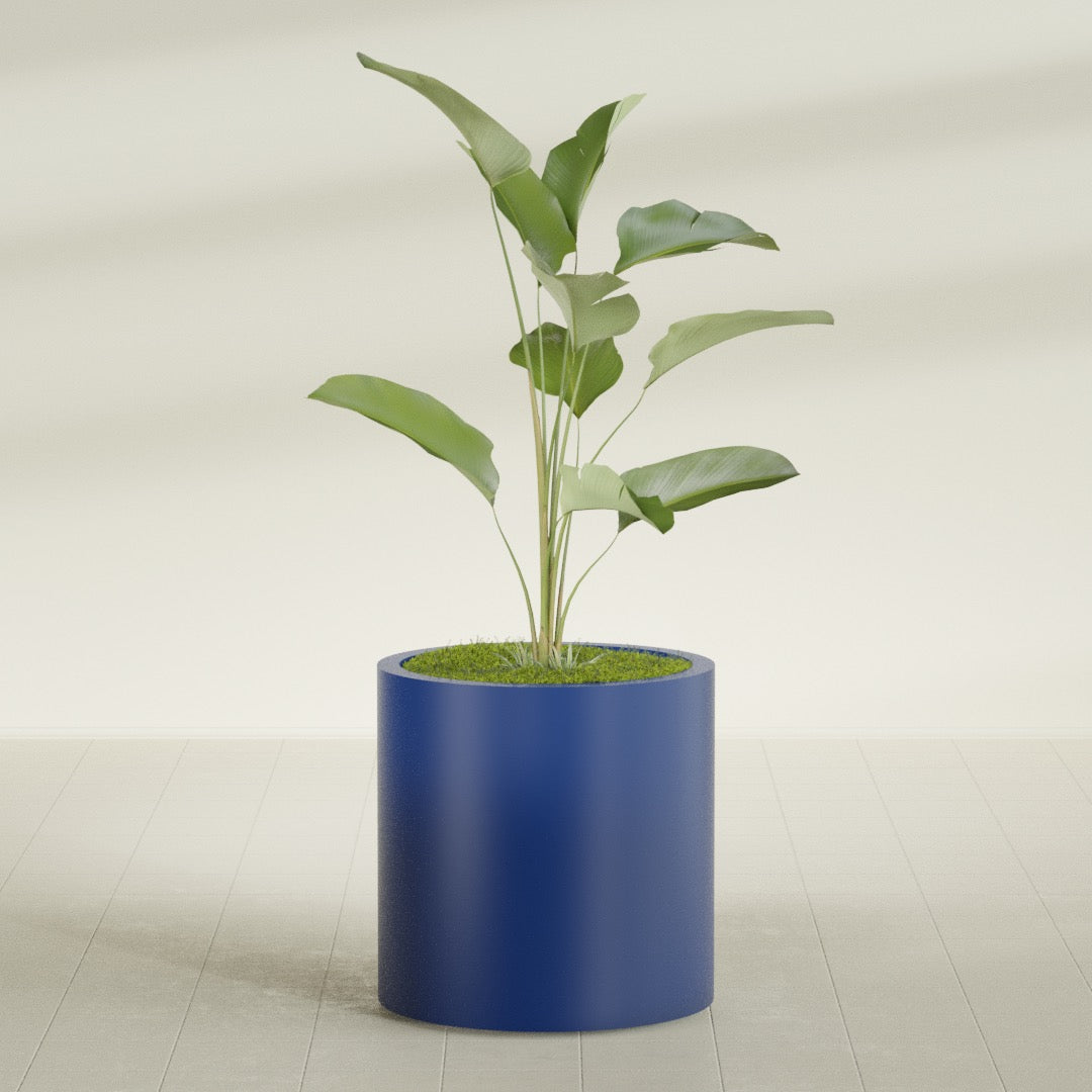 Rio Grande Medium Round Fiberglass Planter - 22 in x 22 in x 22 in - Matte Cobalt Blue - Matte Cobalt Blue,22 in x 22 in x 22 in