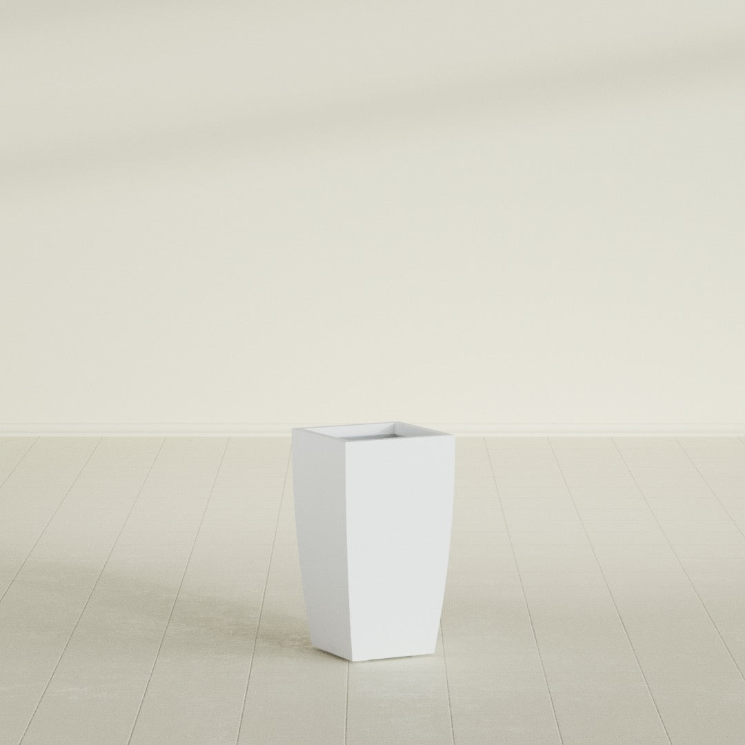 Toulan Medium Tall Tapered Square Fiberglass Planter - 12 in x 12 in x 22 in - Gloss White - Gloss White,12 in x 12 in x 22 in