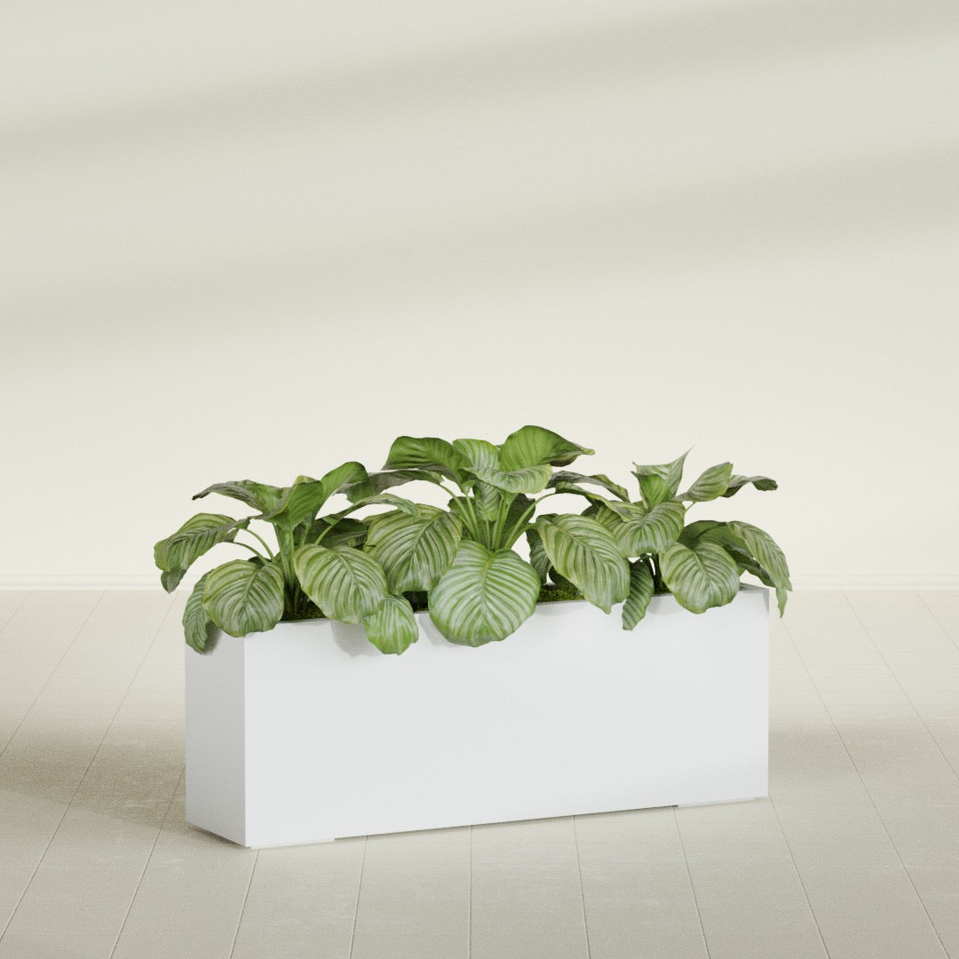 Miami Extra Large Narrow Rectangle Fiberglass Planter - 48 in x 12 in x 18 in - Gloss White - Gloss White,48 in x 12 in x 18 in