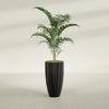 San Jose Large Tall Round Fluted Fiberglass Planter - 16 in x 16 in x 30 in - Matte Black - Matte Black,16 in x 16 in x 30 in
