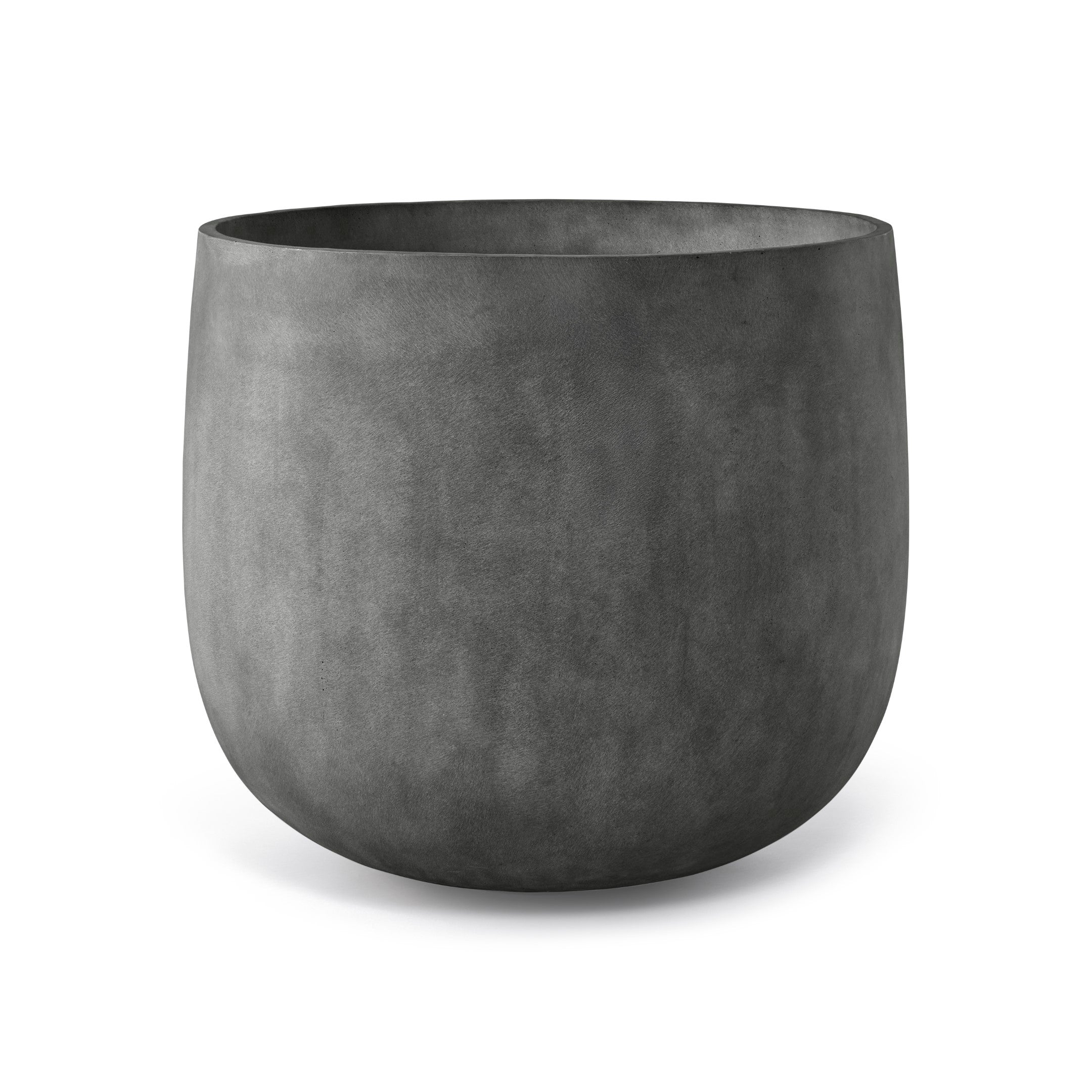 Mondo Large Planter – Grey Stone Finish – Fiberglass Indoor/Outdoor and Weather-Resistant Round Planter (19.8" D x 19" H Exterior, 18.5" D x 18.5" H Interior) - Grey Stone,19.75 in x 19.75 in x 19 in